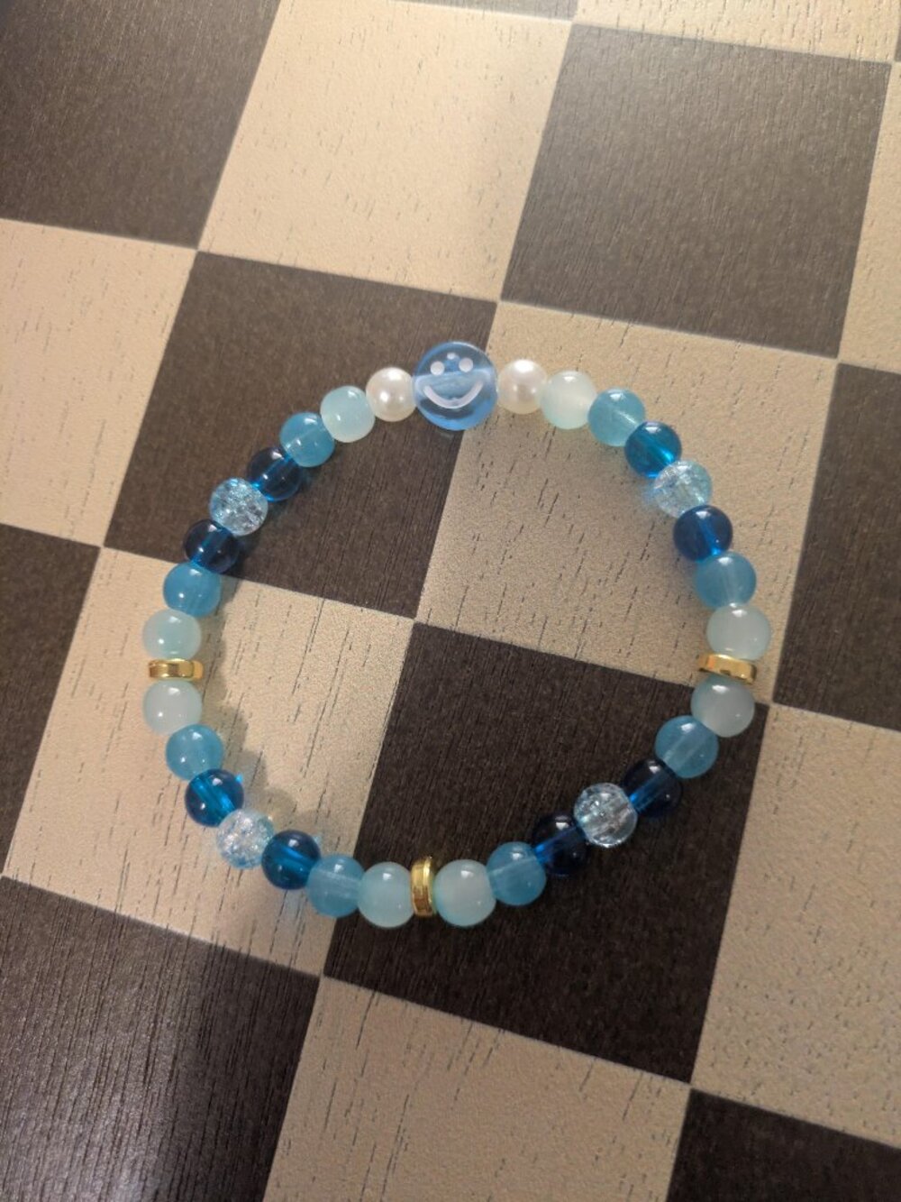 Blue Ice glass bead Bracelet.